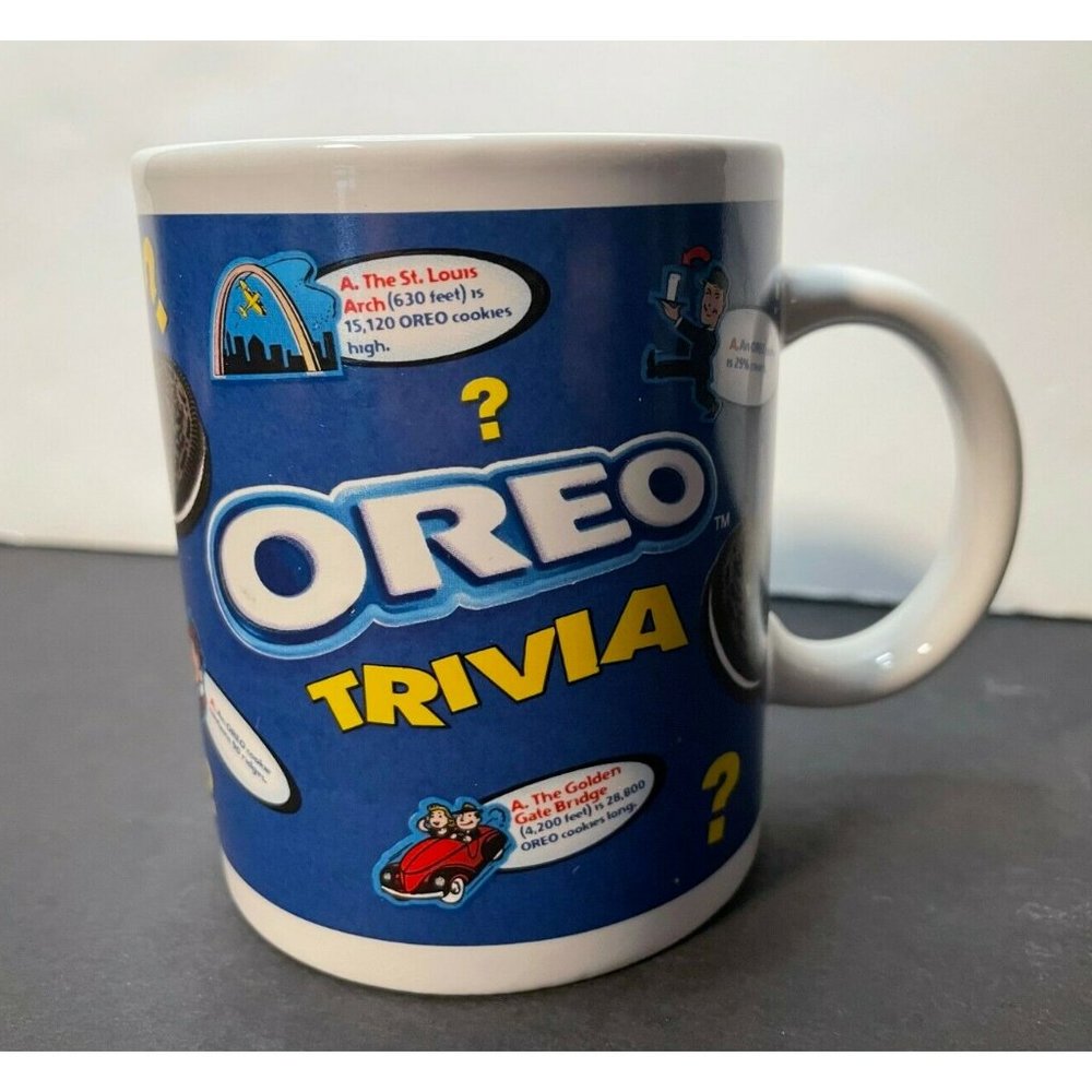 Oreo Cookies trivia coffee mug souvenir travel Nabisco 3 3/4" Houston Harvest
